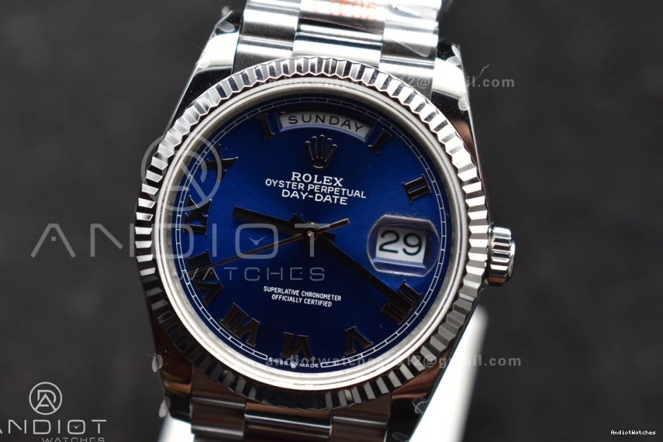 Edition 679 36 Dial Best on Roman BestValue SS DayDate 904L (Gain Steel Bracelet President QF vr3255 V5 Weight) Blue 0108